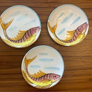 Vintage Vietri Vista Del Mar Fish Salad Plates-RARE! Set of 3